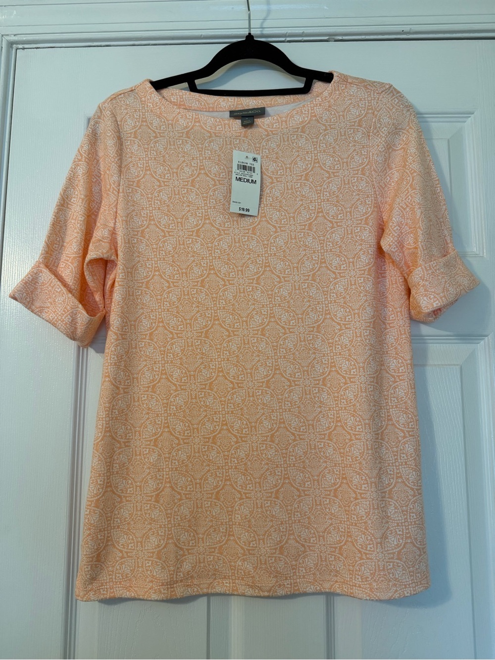 Style & Co. Peach Medallion Short-Sleeve Elbow Tee